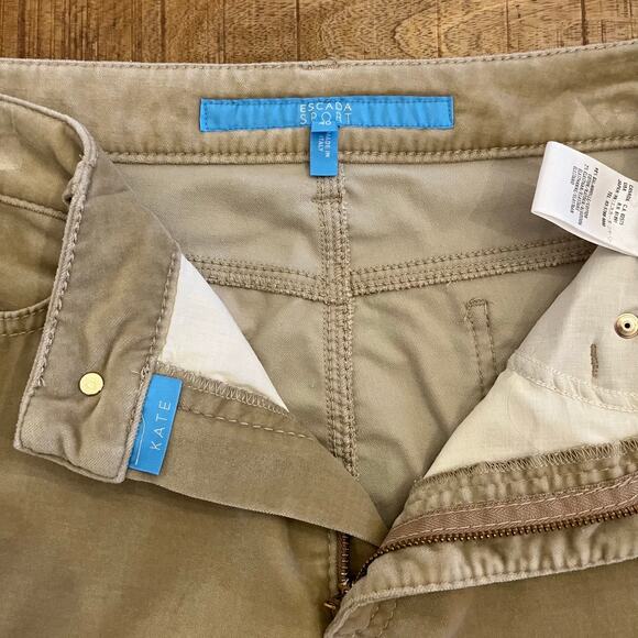 Escada Sport Womens Velvet Pants 10 Kate Bootcut Italy Stretch Holiday Beige - Picture 11 of 16